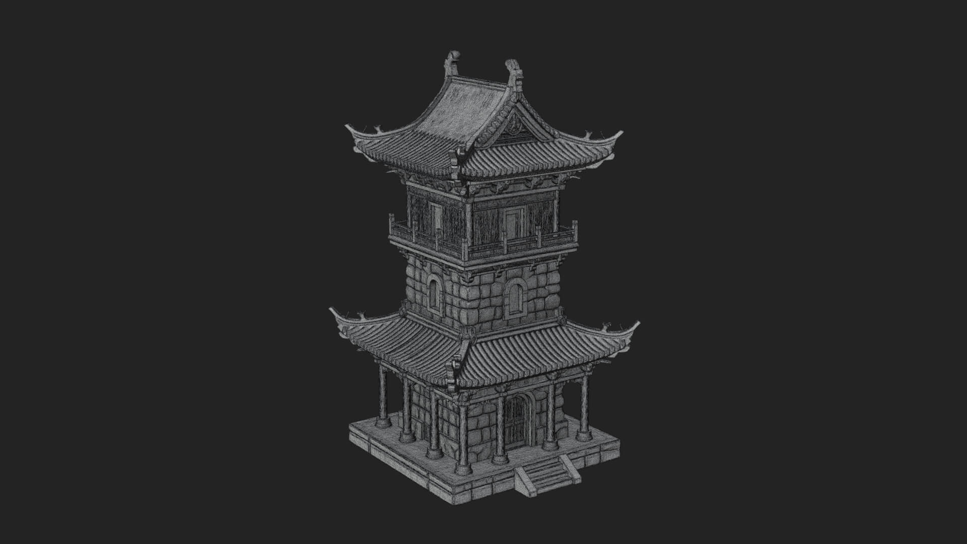 Tiered Pagoda Hall Temple Design 37 3D Print Model 3D Model