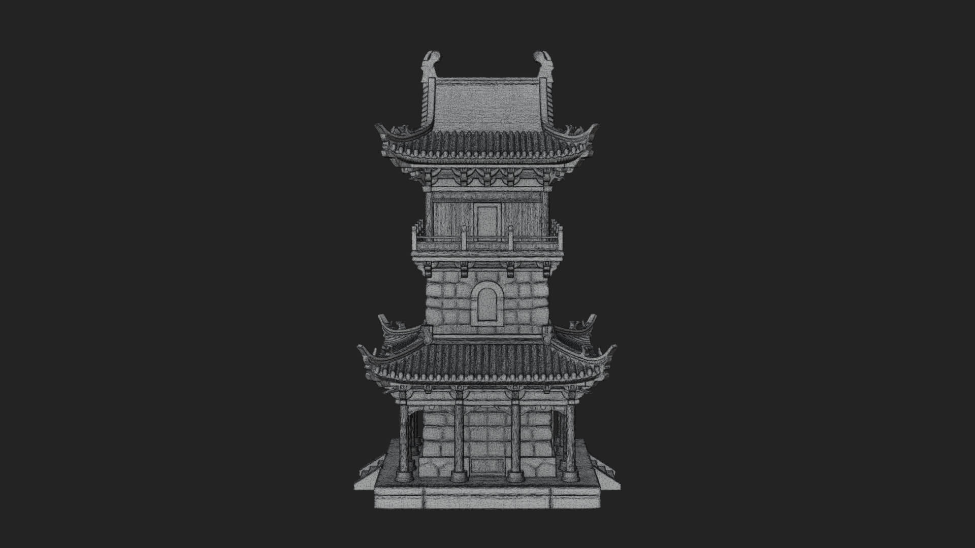 Tiered Pagoda Hall Temple Design 37 3D Print Model 3D Model