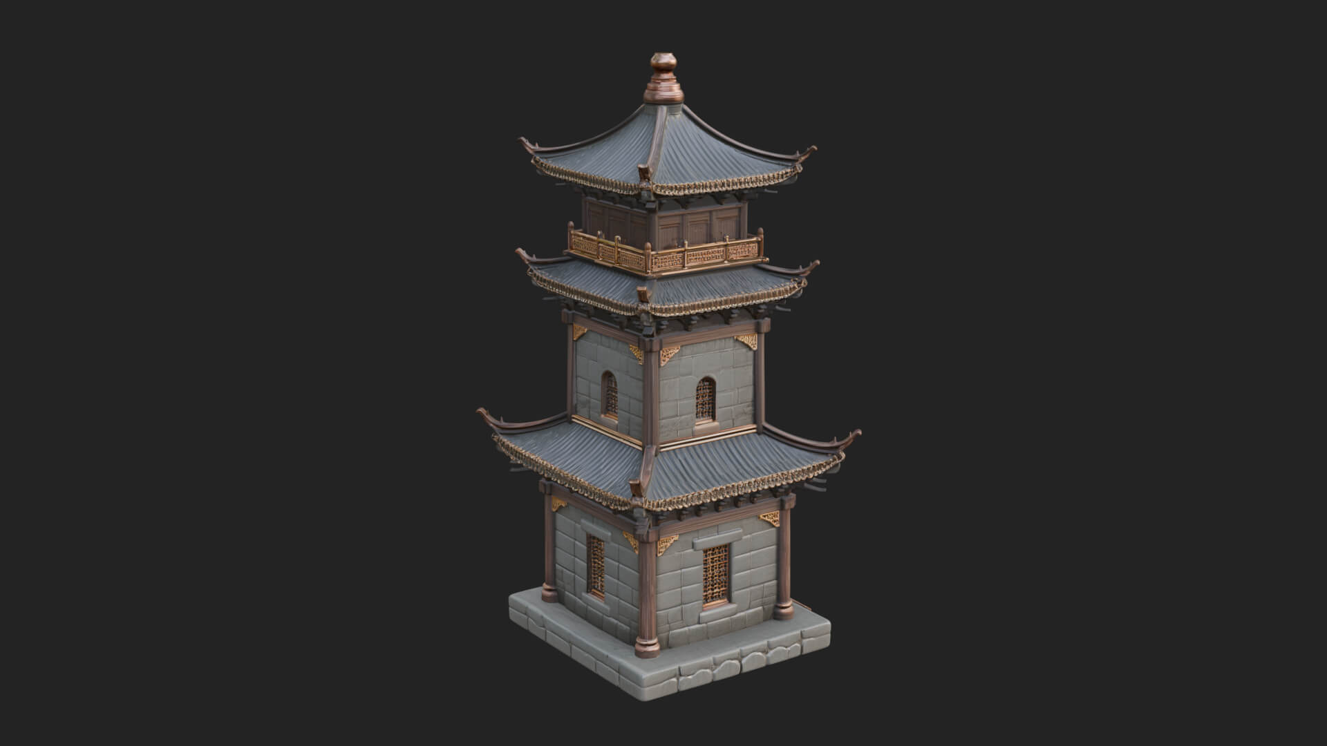 Tiered Pagoda Hall Temple Design 38 3D Print Model 3D Model