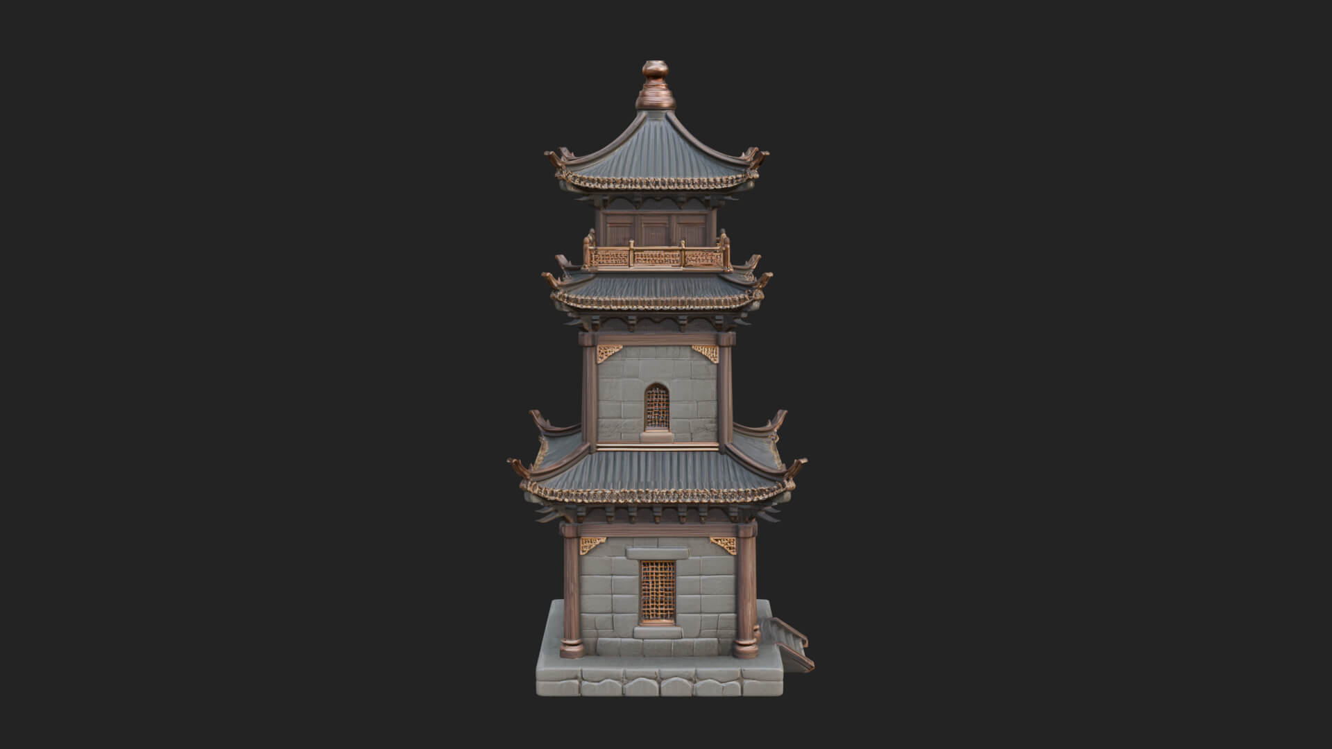 Tiered Pagoda Hall Temple Design 38 3D Print Model 3D Model