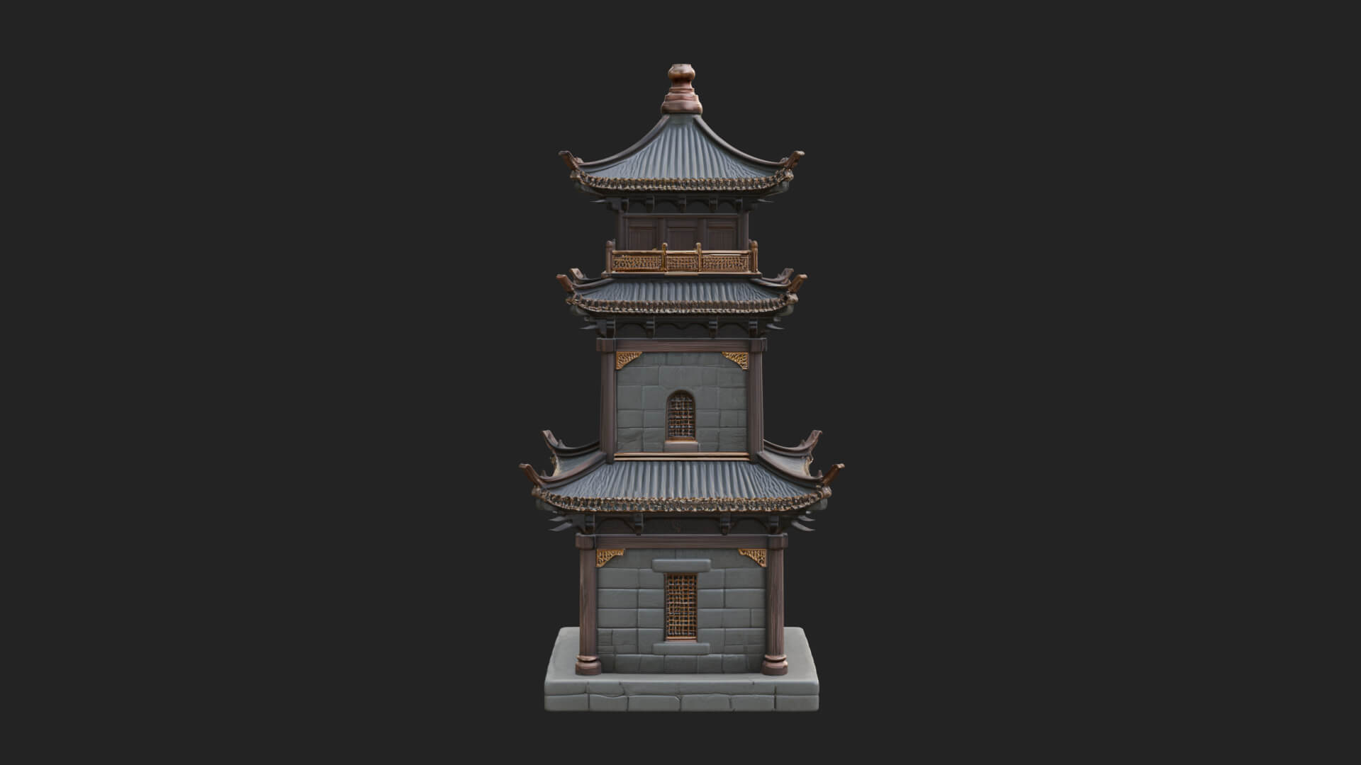 Tiered Pagoda Hall Temple Design 38 3D Print Model 3D Model