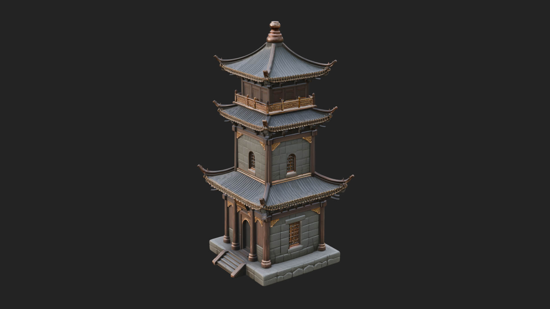 Tiered Pagoda Hall Temple Design 38 3D Print Model 3D Model