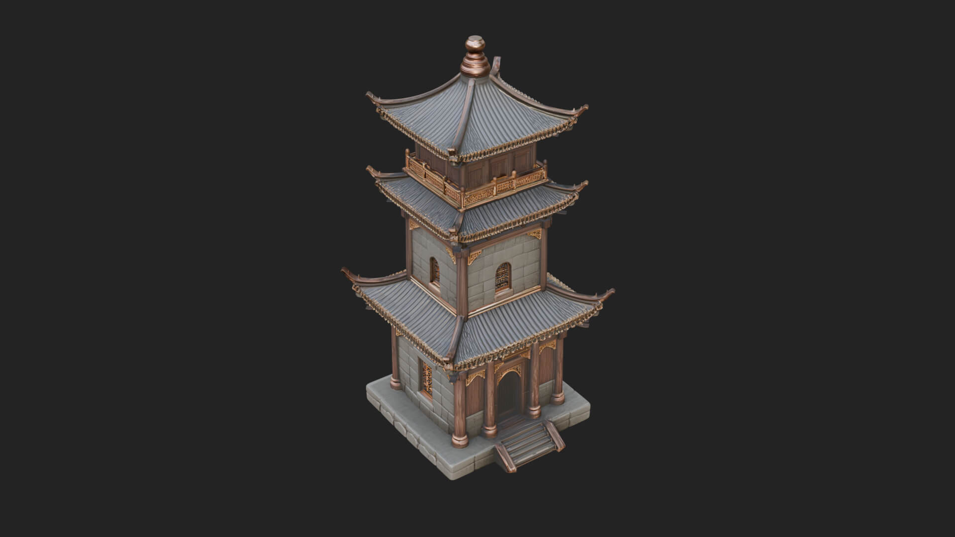 Tiered Pagoda Hall Temple Design 38 3D Print Model 3D Model