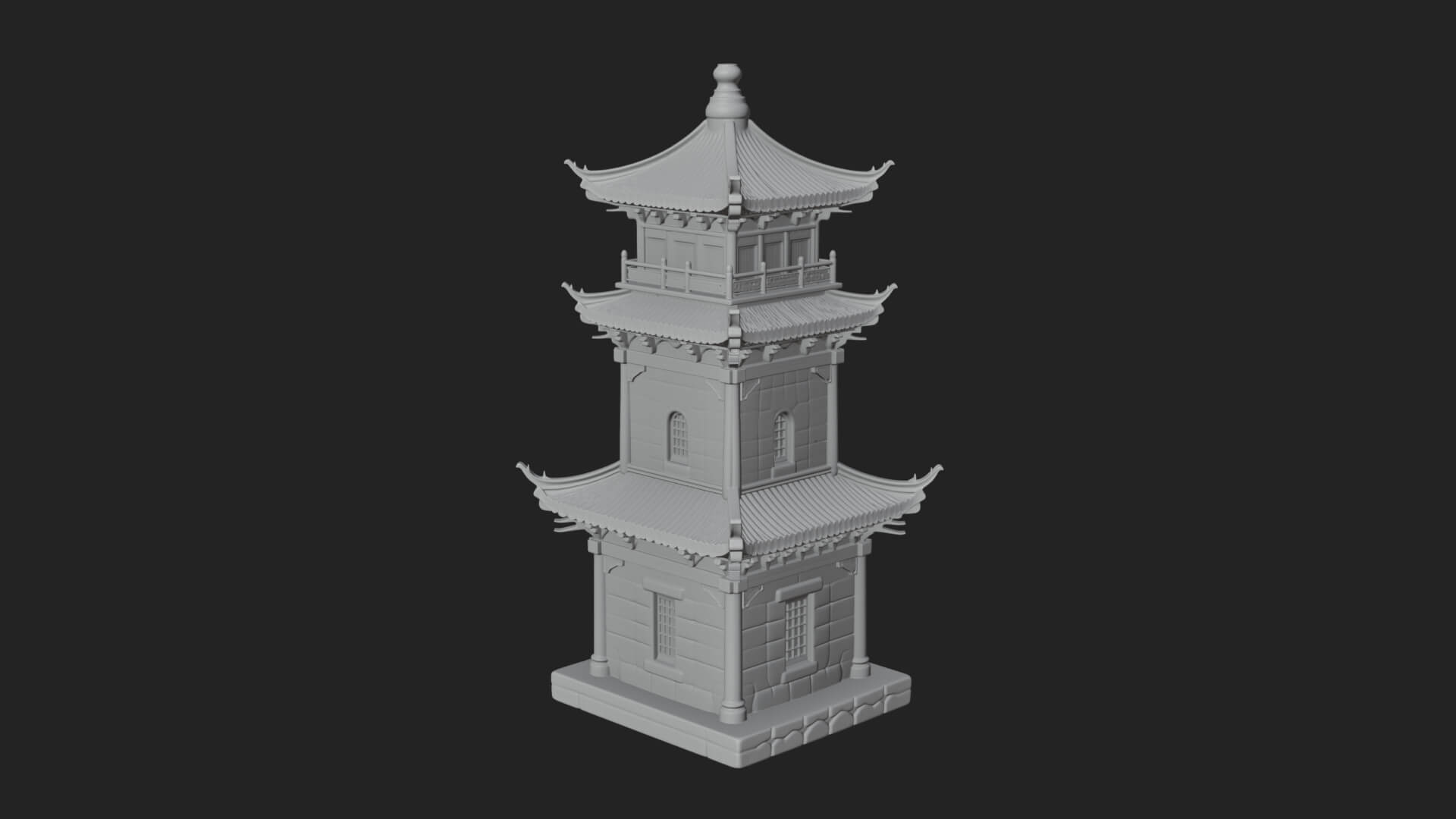 Tiered Pagoda Hall Temple Design 38 3D Print Model 3D Model