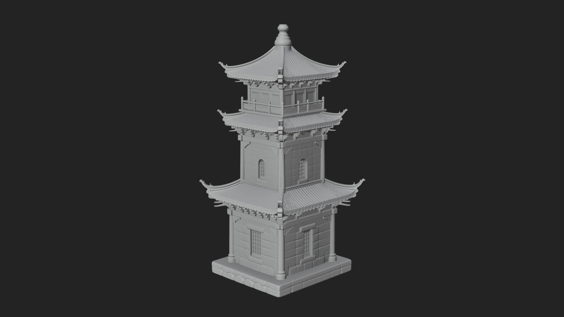 Tiered Pagoda Hall Temple Design 38 3D Print Model 3D Model
