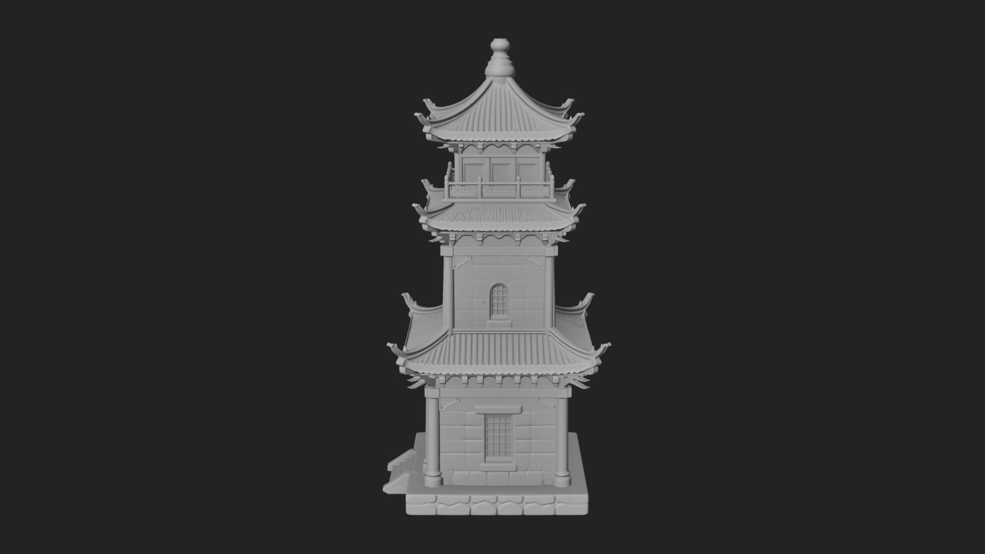 Tiered Pagoda Hall Temple Design 38 3D Print Model 3D Model