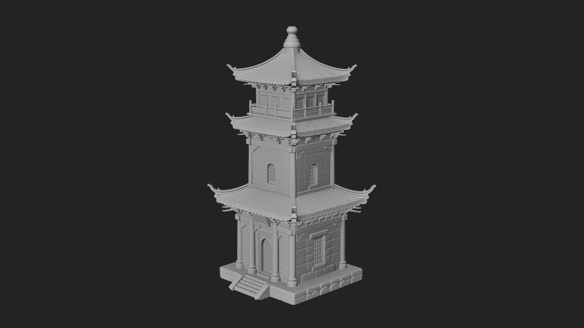 Tiered Pagoda Hall Temple Design 38 3D Print Model 3D Model