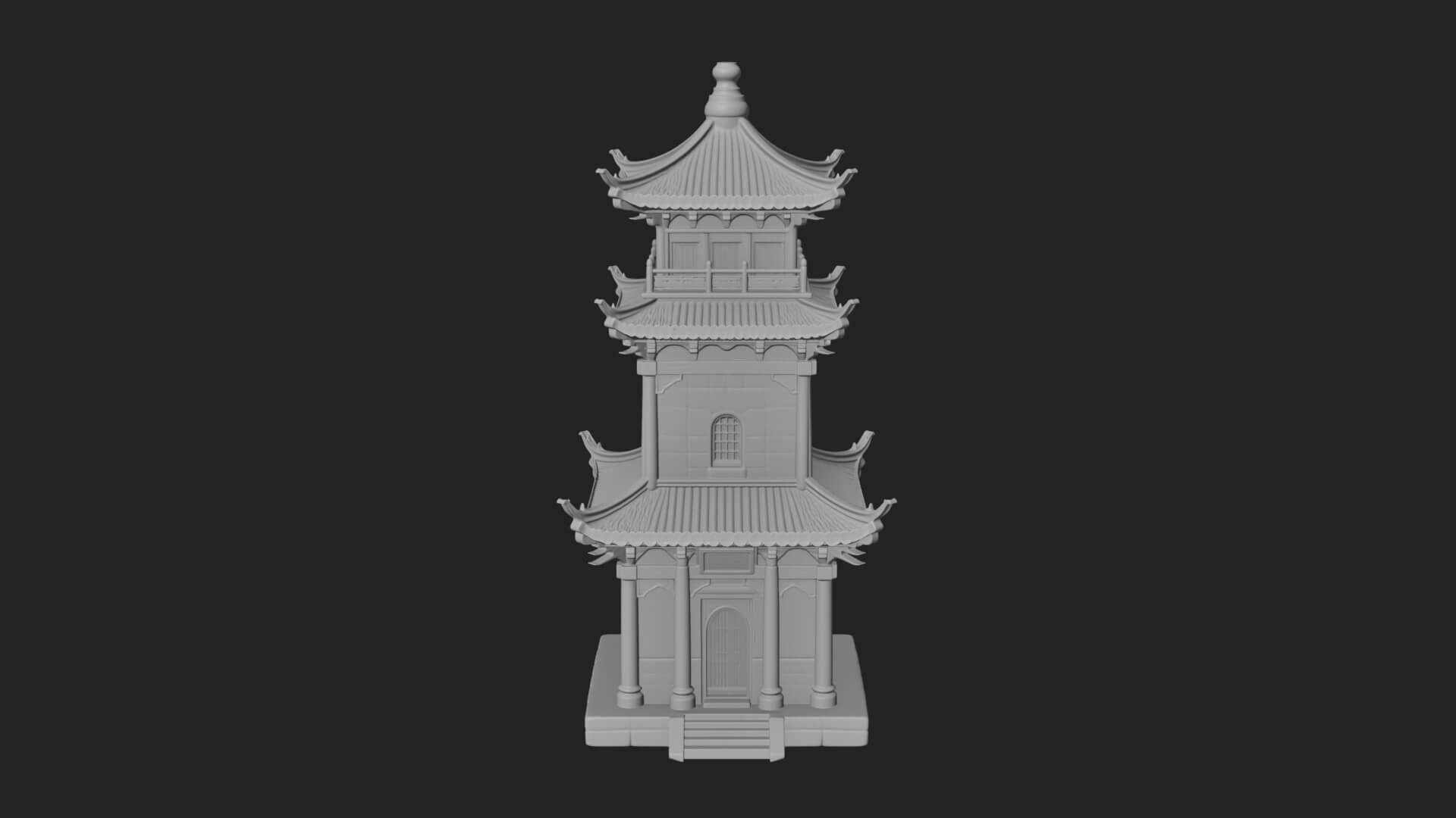 Tiered Pagoda Hall Temple Design 38 3D Print Model 3D Model