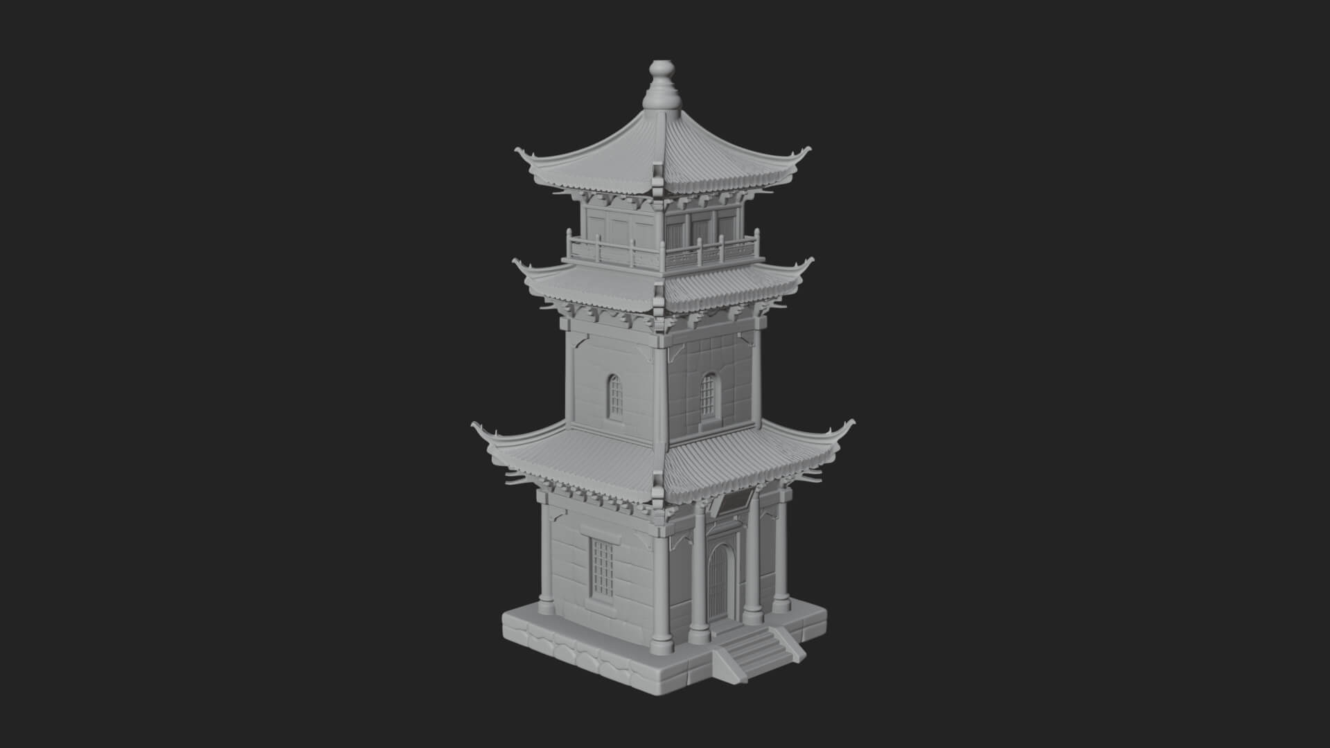 Tiered Pagoda Hall Temple Design 38 3D Print Model 3D Model