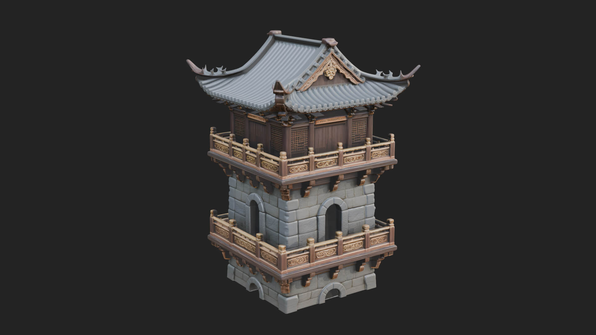 Tiered Pagoda Hall Temple Design 39 3D Print Model 3D Model