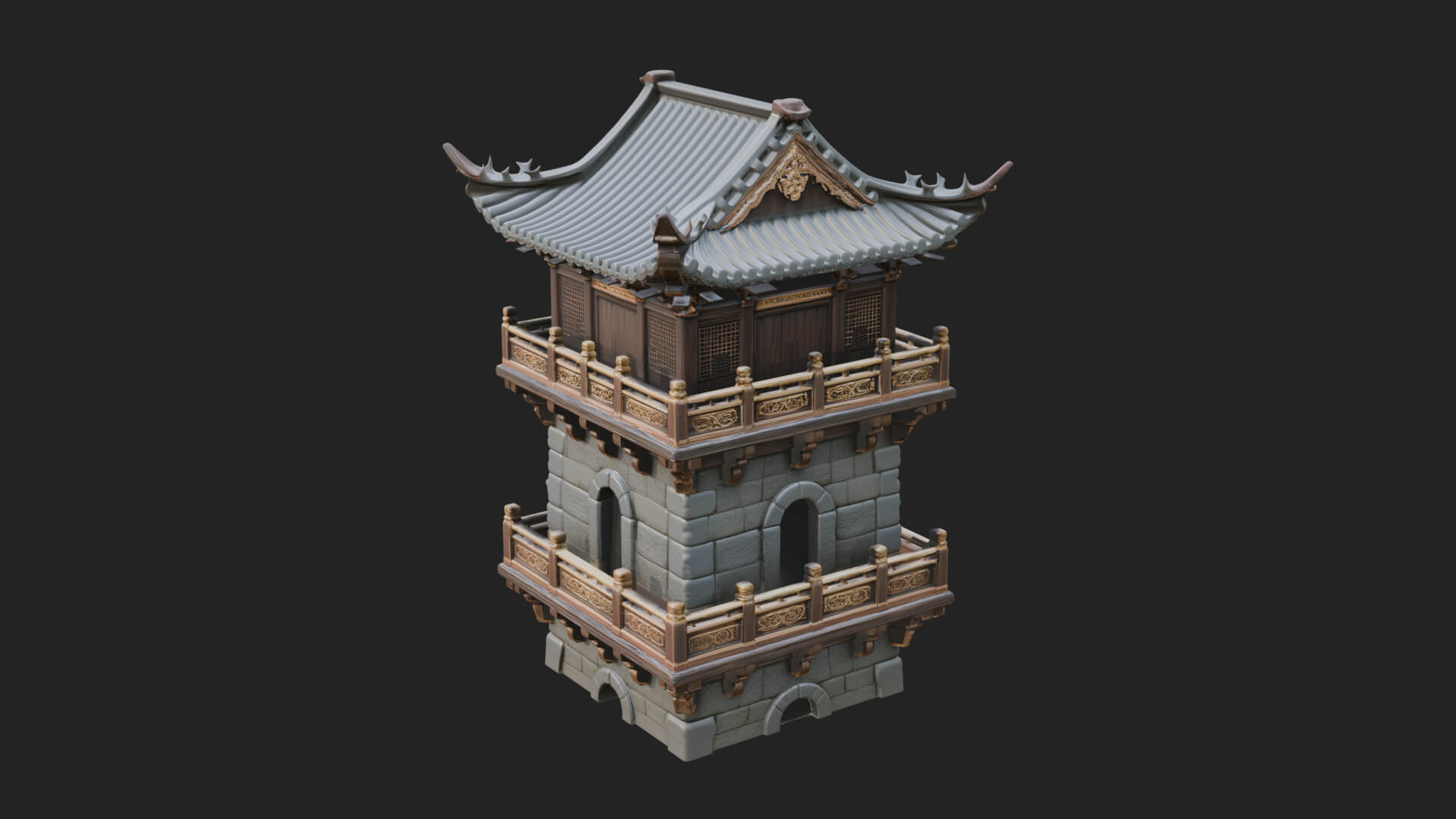 Tiered Pagoda Hall Temple Design 39 3D Print Model 3D Model
