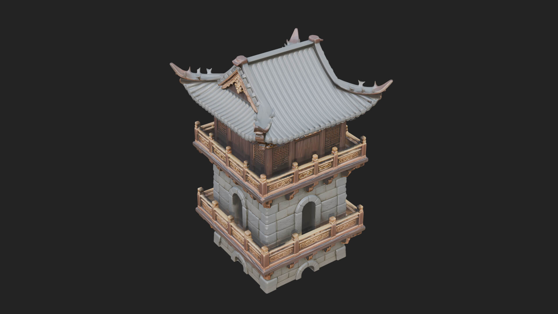 Tiered Pagoda Hall Temple Design 39 3D Print Model 3D Model