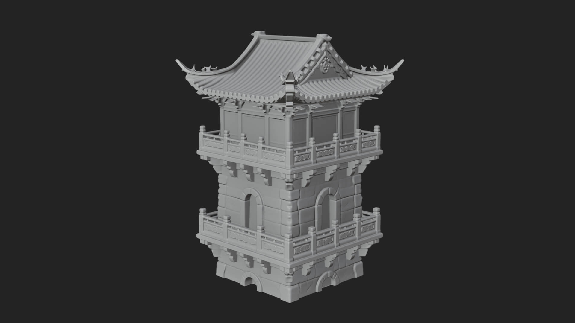Tiered Pagoda Hall Temple Design 39 3D Print Model 3D Model