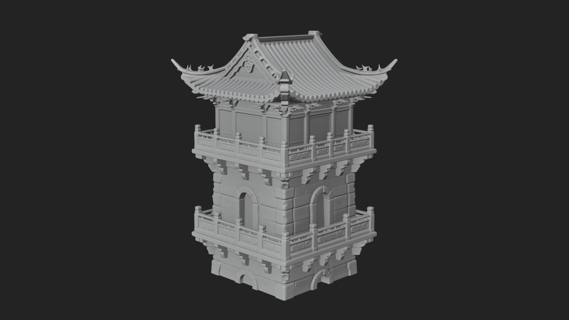 Tiered Pagoda Hall Temple Design 39 3D Print Model 3D Model