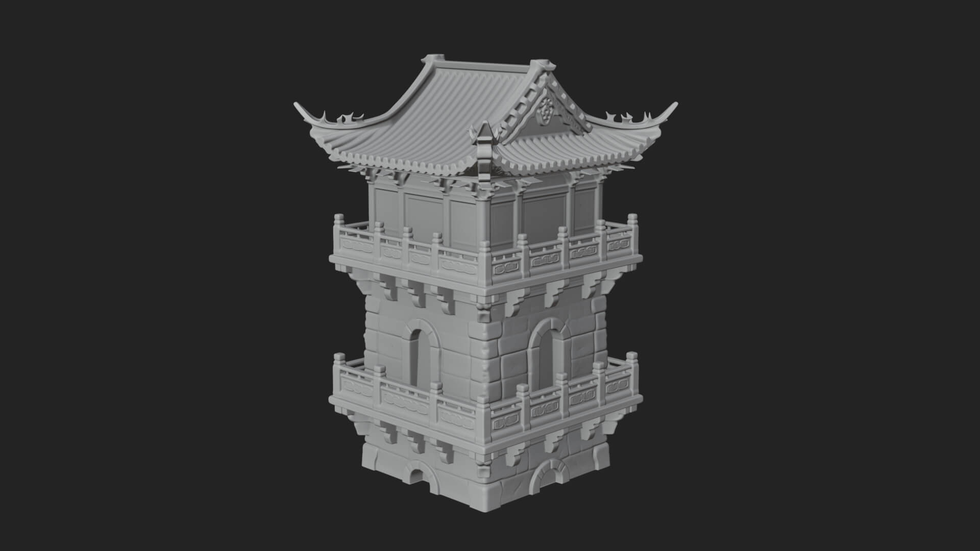 Tiered Pagoda Hall Temple Design 39 3D Print Model 3D Model