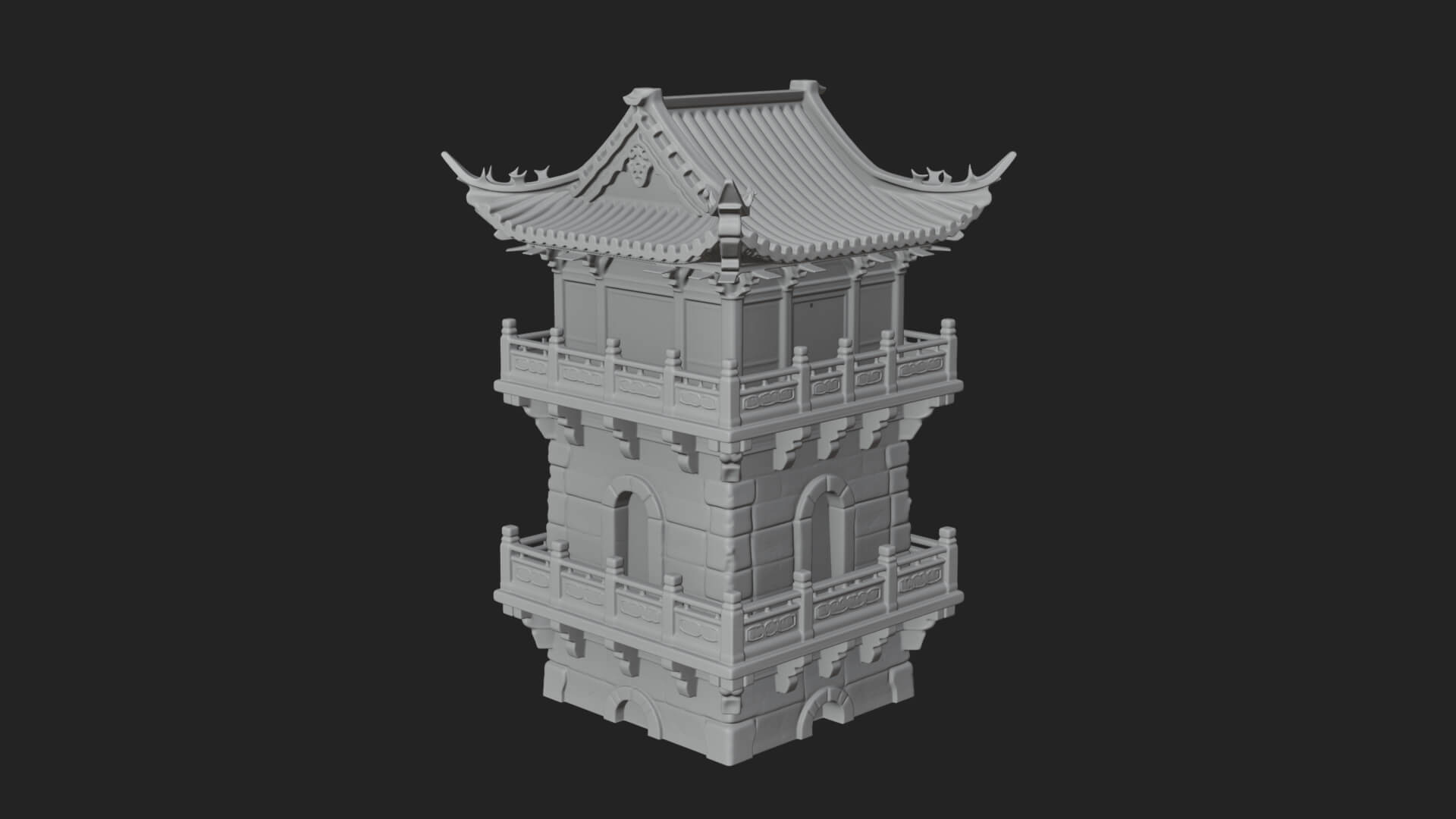 Tiered Pagoda Hall Temple Design 39 3D Print Model 3D Model