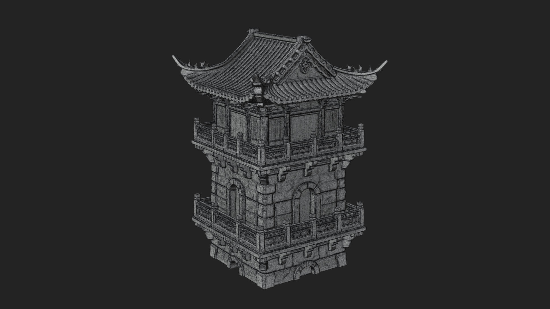 Tiered Pagoda Hall Temple Design 39 3D Print Model 3D Model