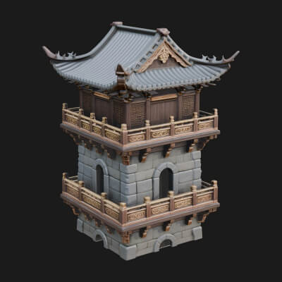 Tiered Pagoda Hall Temple Design 39 3D Print Model