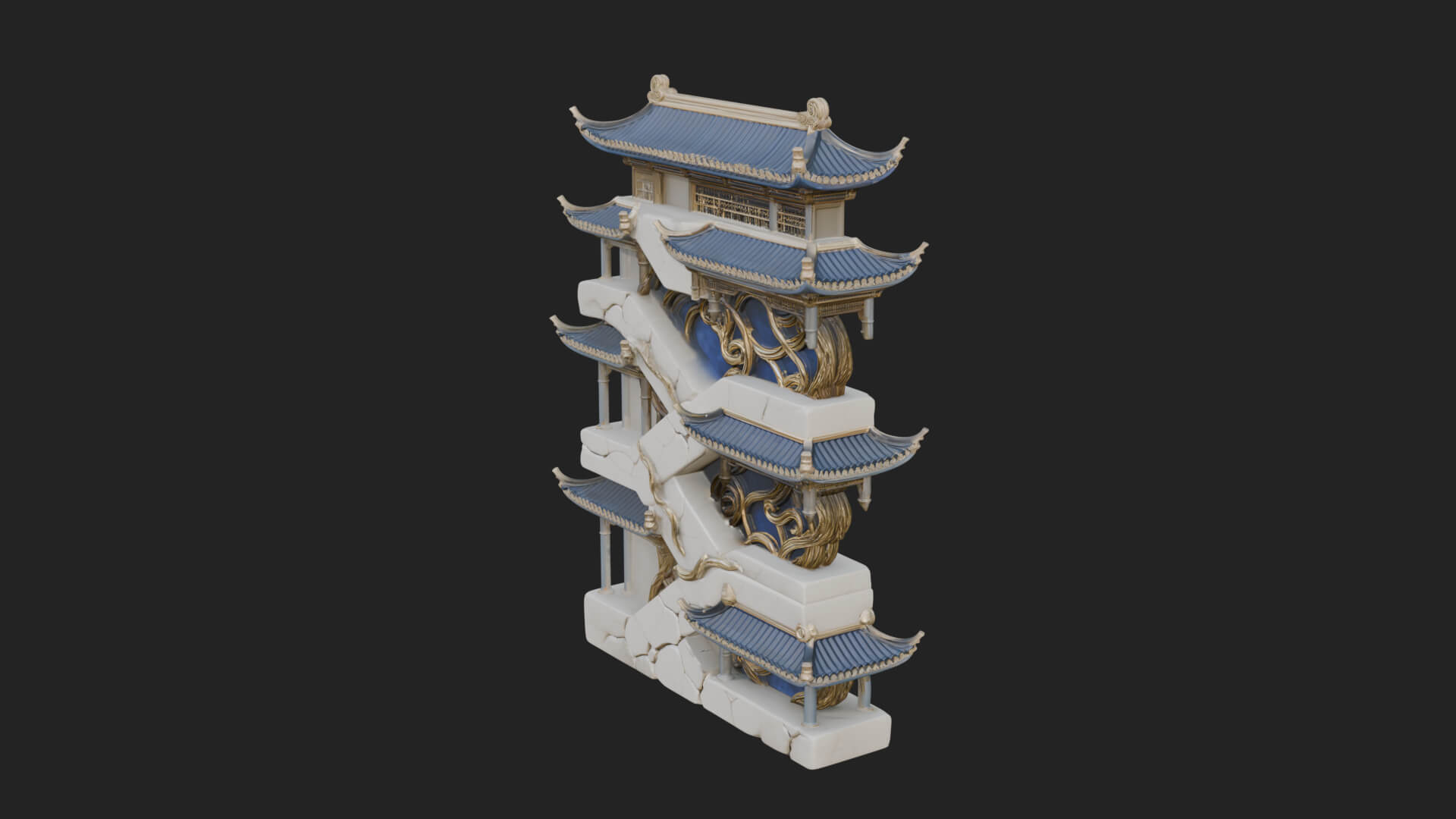 Tiered Pagoda Hall Temple Design 4 3D Print Model 3D Model
