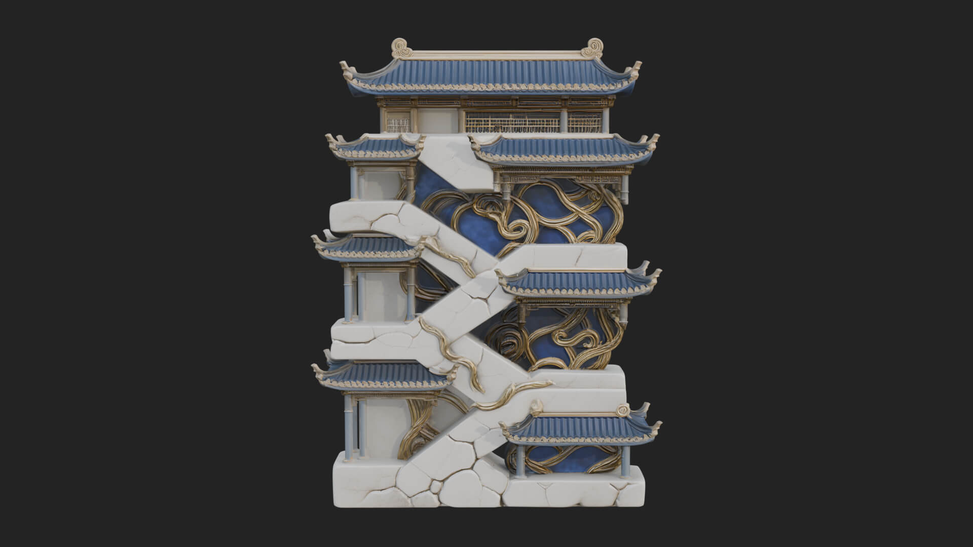 Tiered Pagoda Hall Temple Design 4 3D Print Model 3D Model