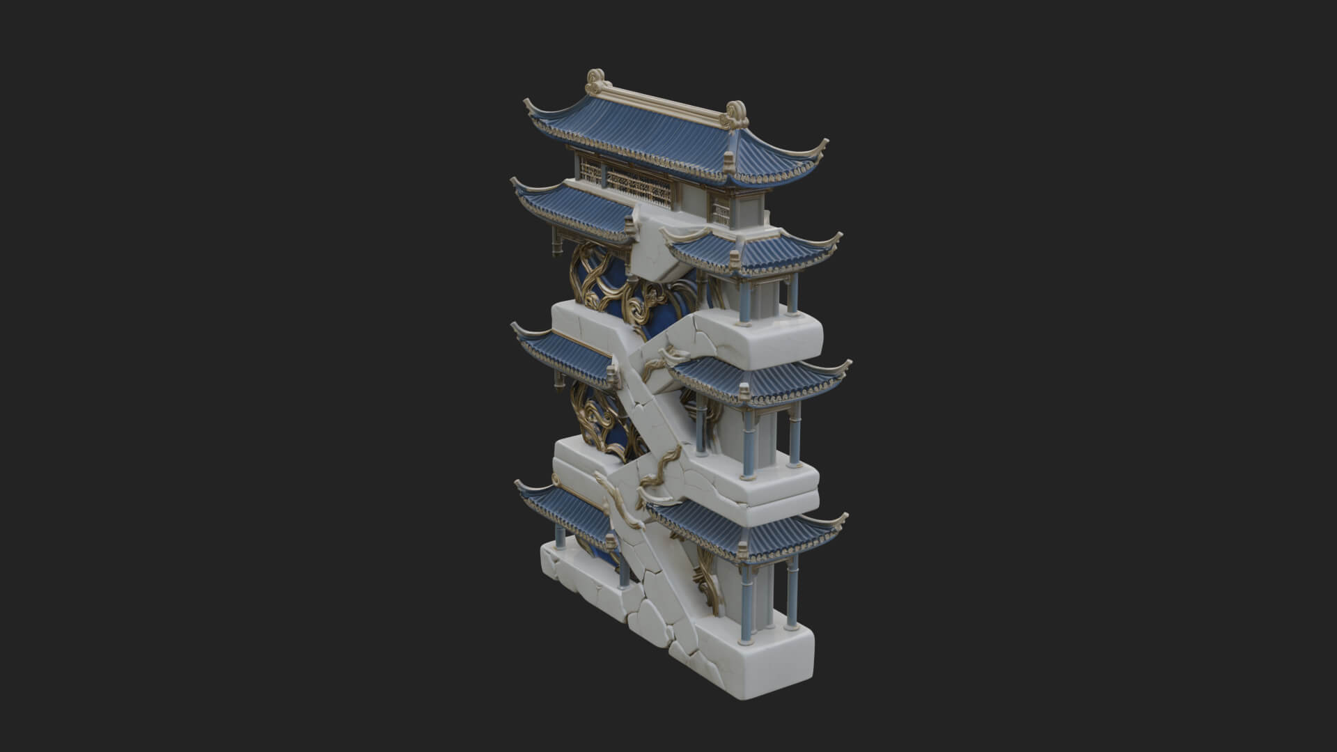 Tiered Pagoda Hall Temple Design 4 3D Print Model 3D Model