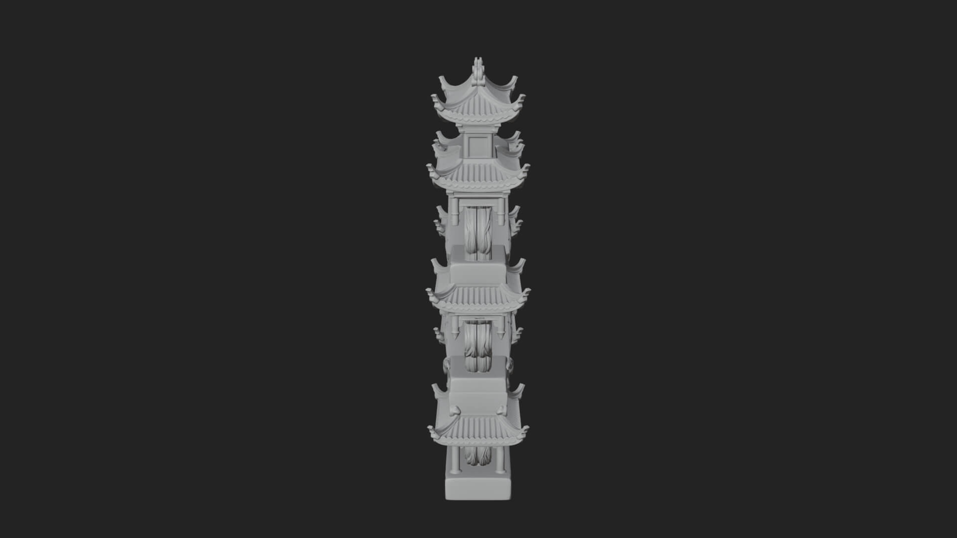 Tiered Pagoda Hall Temple Design 4 3D Print Model 3D Model