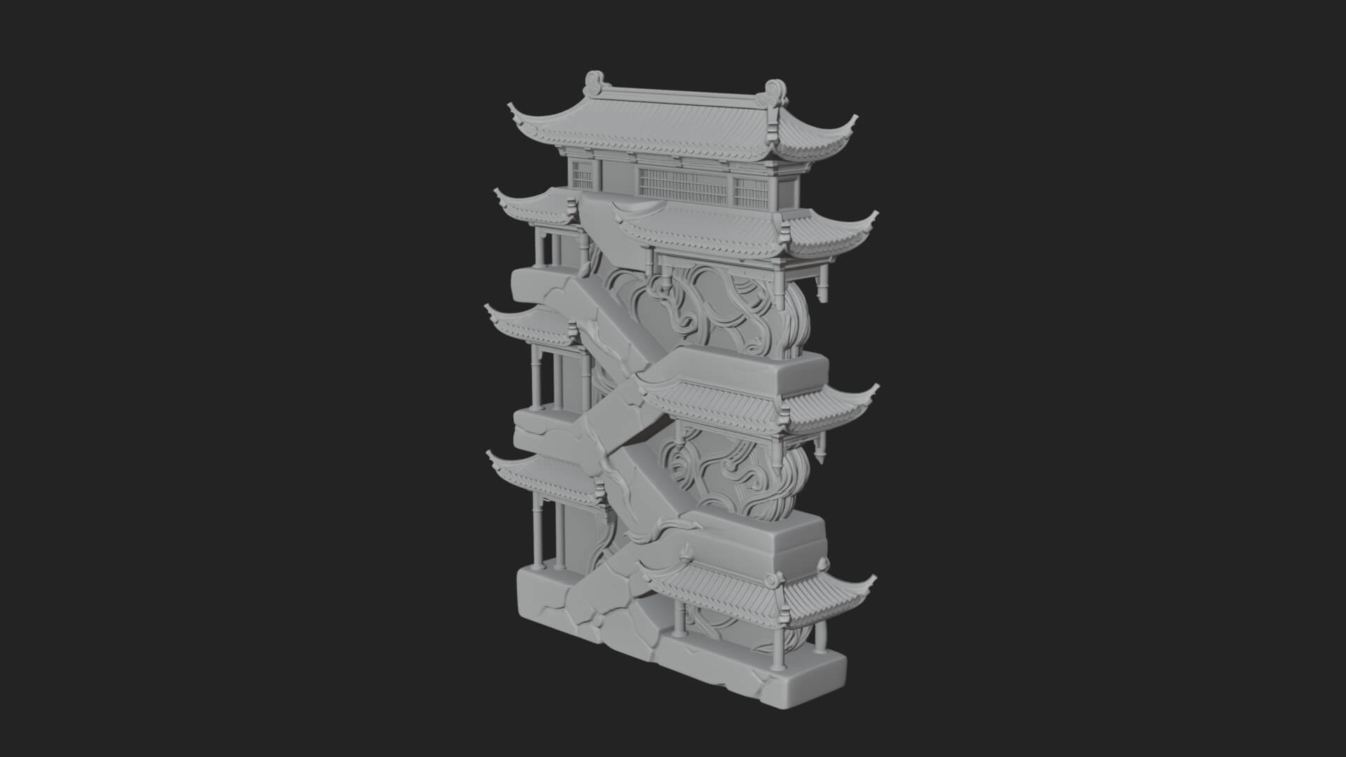 Tiered Pagoda Hall Temple Design 4 3D Print Model 3D Model