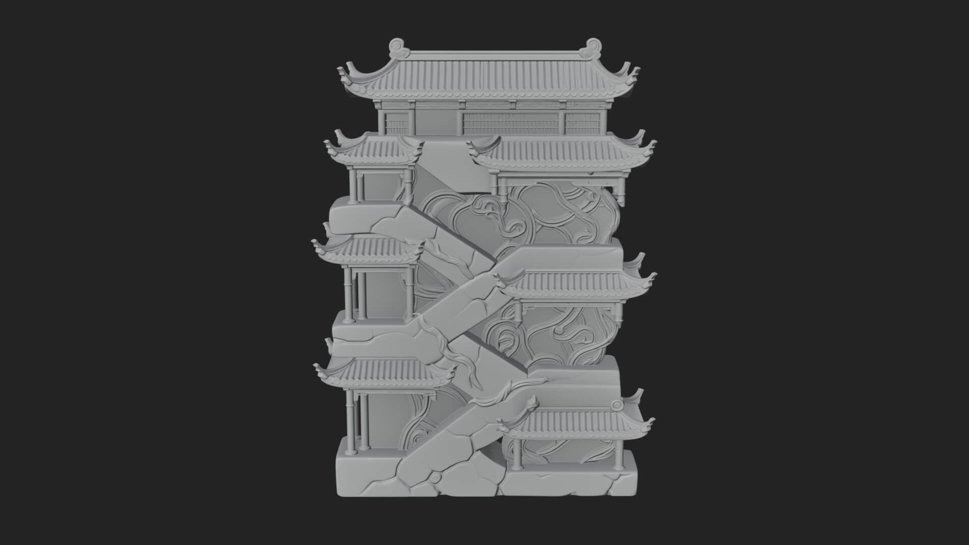 Tiered Pagoda Hall Temple Design 4 3D Print Model 3D Model