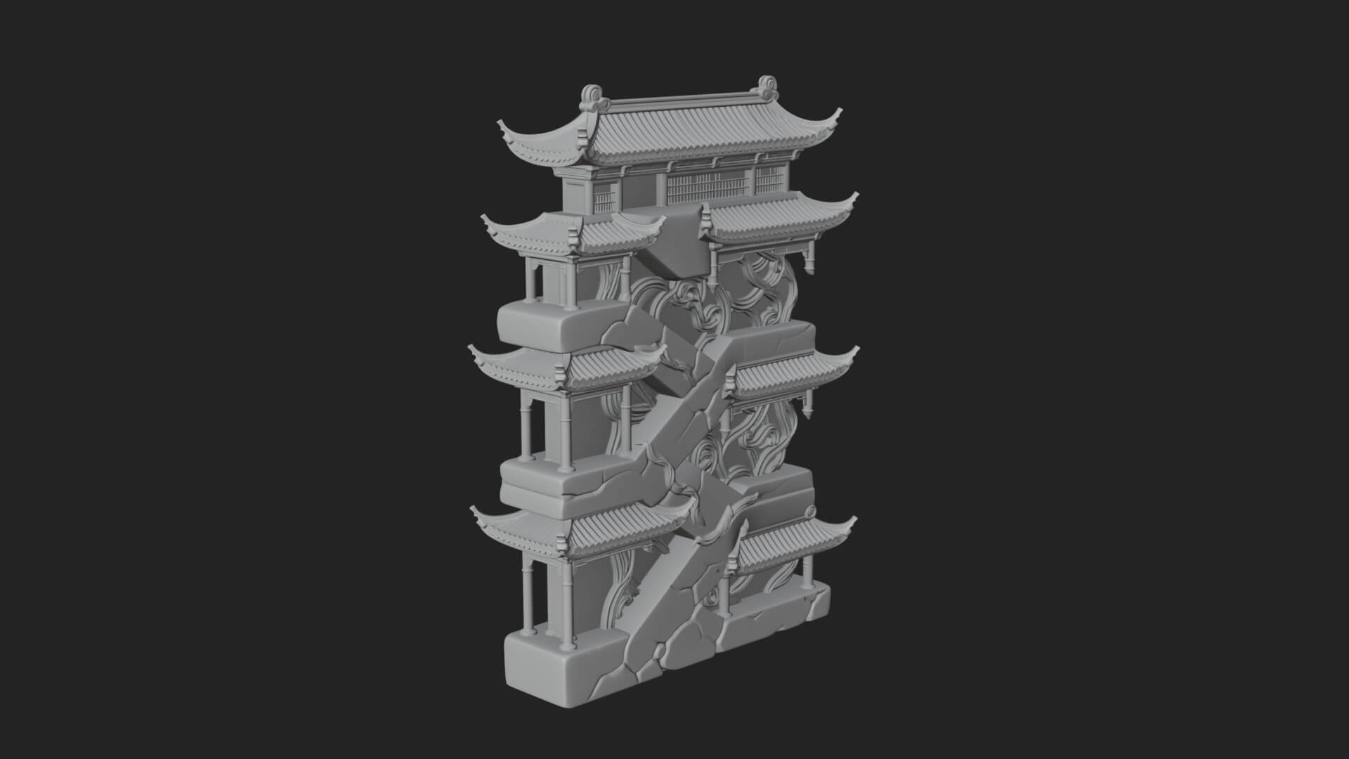Tiered Pagoda Hall Temple Design 4 3D Print Model 3D Model