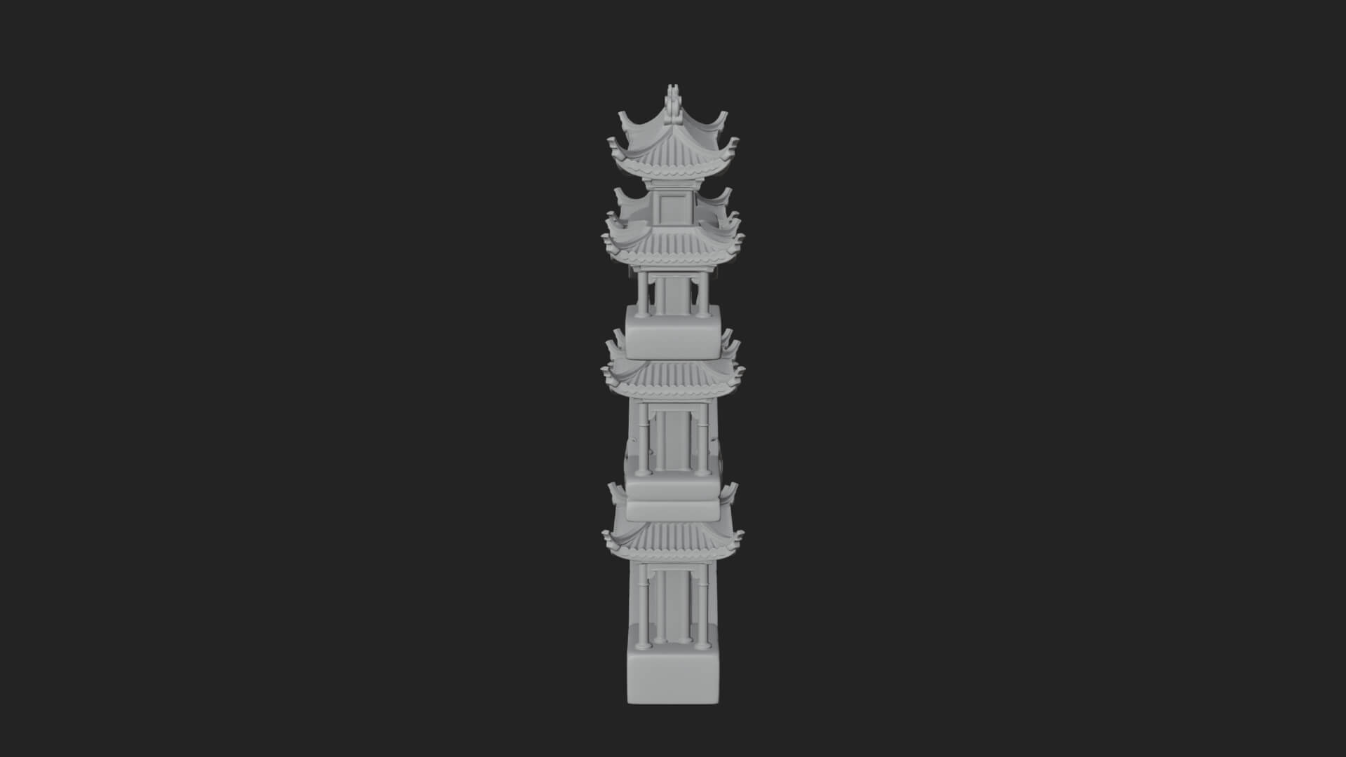 Tiered Pagoda Hall Temple Design 4 3D Print Model 3D Model