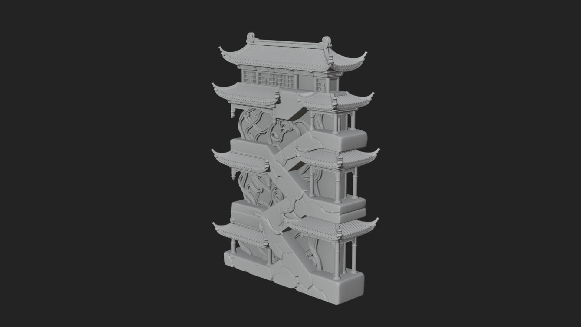 Tiered Pagoda Hall Temple Design 4 3D Print Model 3D Model
