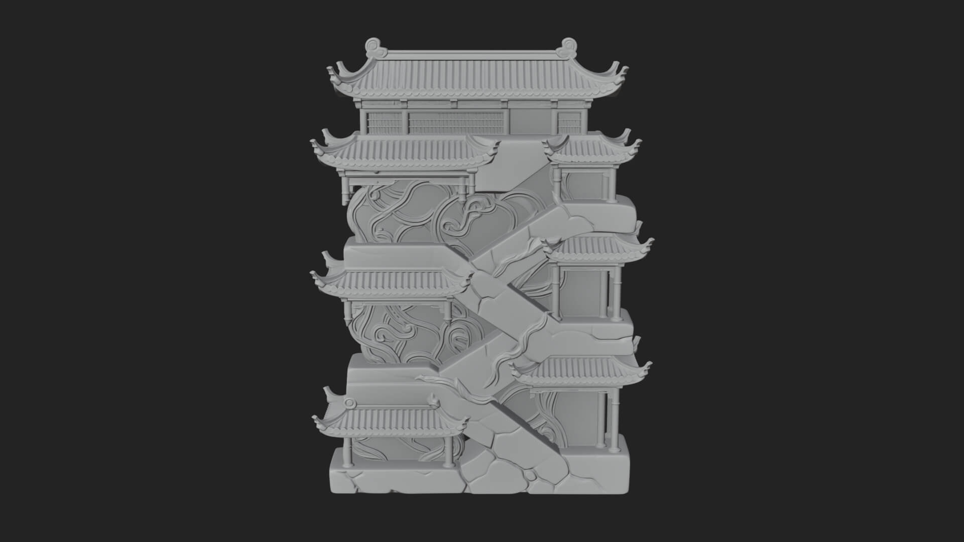 Tiered Pagoda Hall Temple Design 4 3D Print Model 3D Model