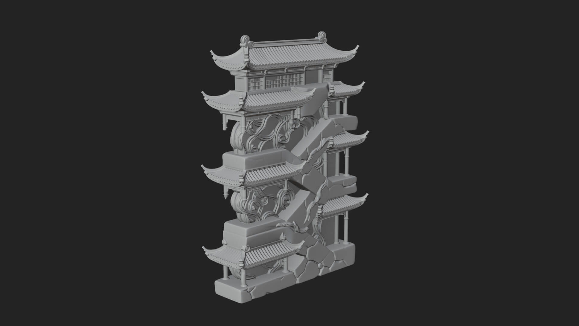 Tiered Pagoda Hall Temple Design 4 3D Print Model 3D Model