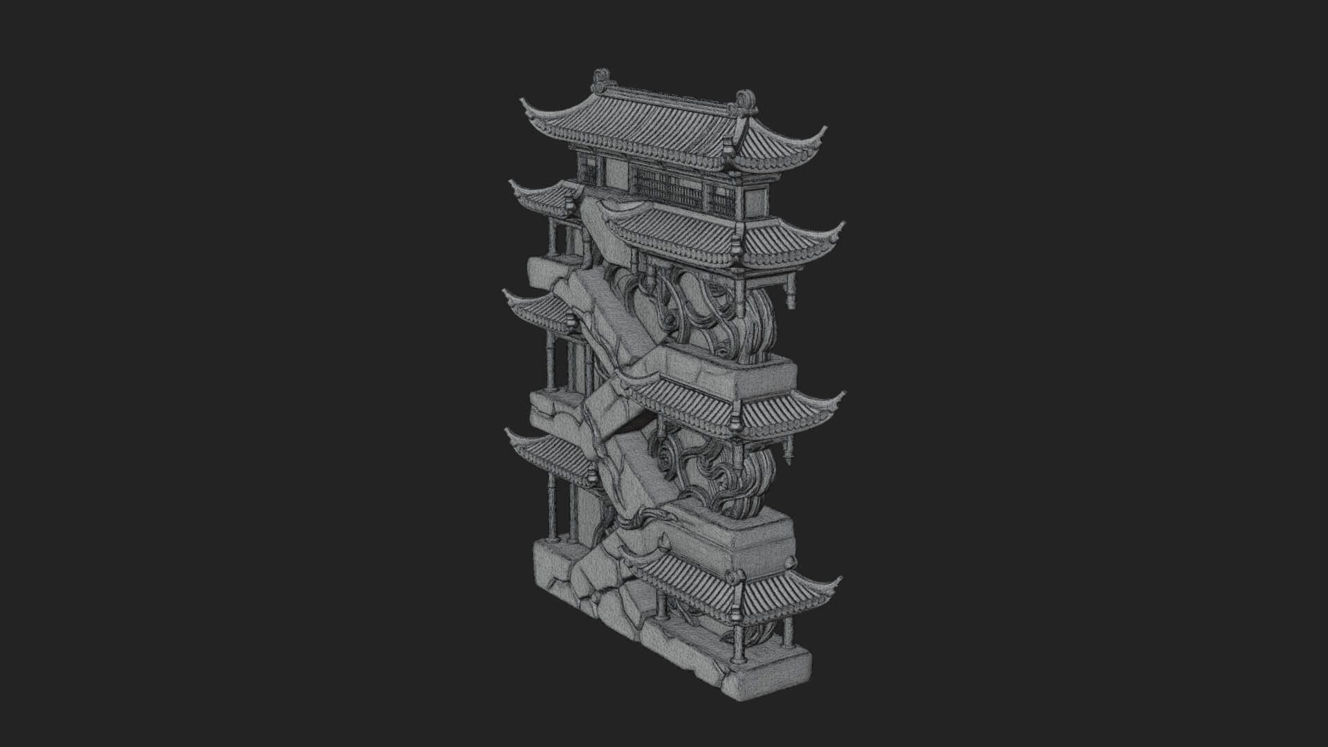 Tiered Pagoda Hall Temple Design 4 3D Print Model 3D Model