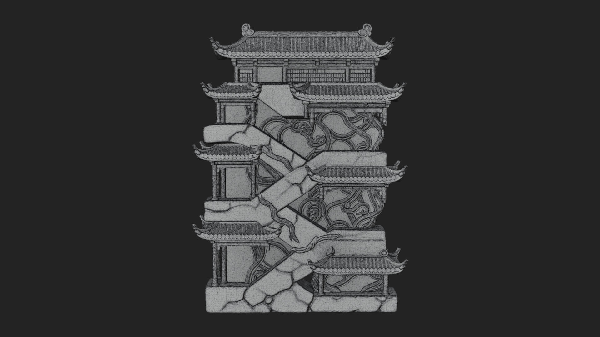 Tiered Pagoda Hall Temple Design 4 3D Print Model 3D Model