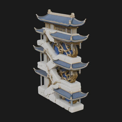 Tiered Pagoda Hall Temple Design 4 3D Print Model