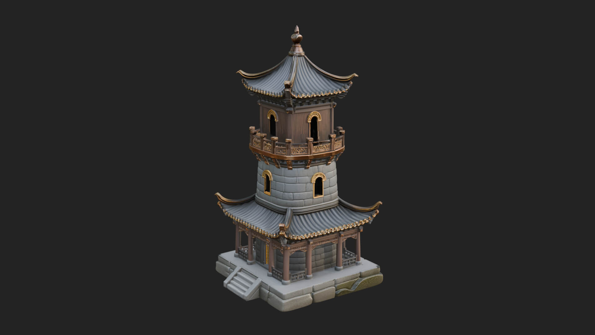 Tiered Pagoda Hall Temple Design 40 3D Print Model 3D Model