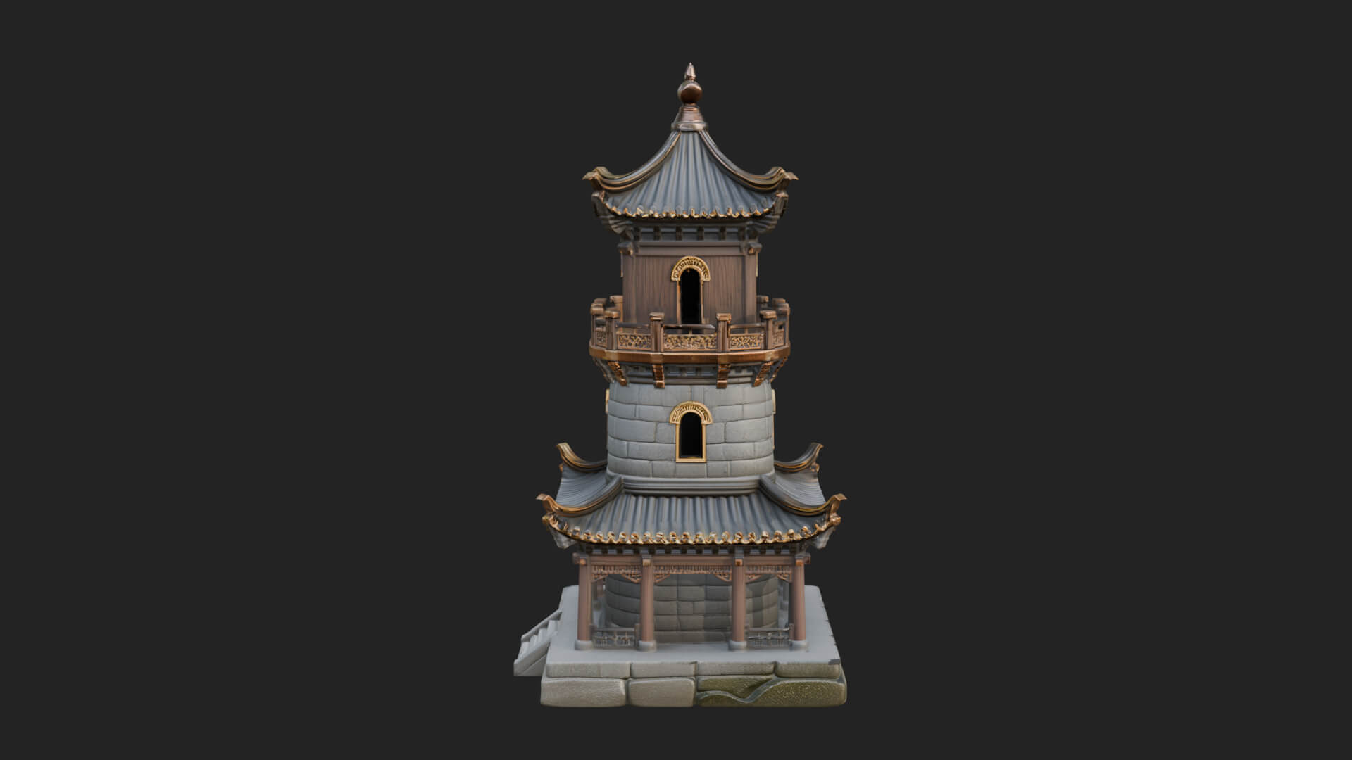 Tiered Pagoda Hall Temple Design 40 3D Print Model 3D Model