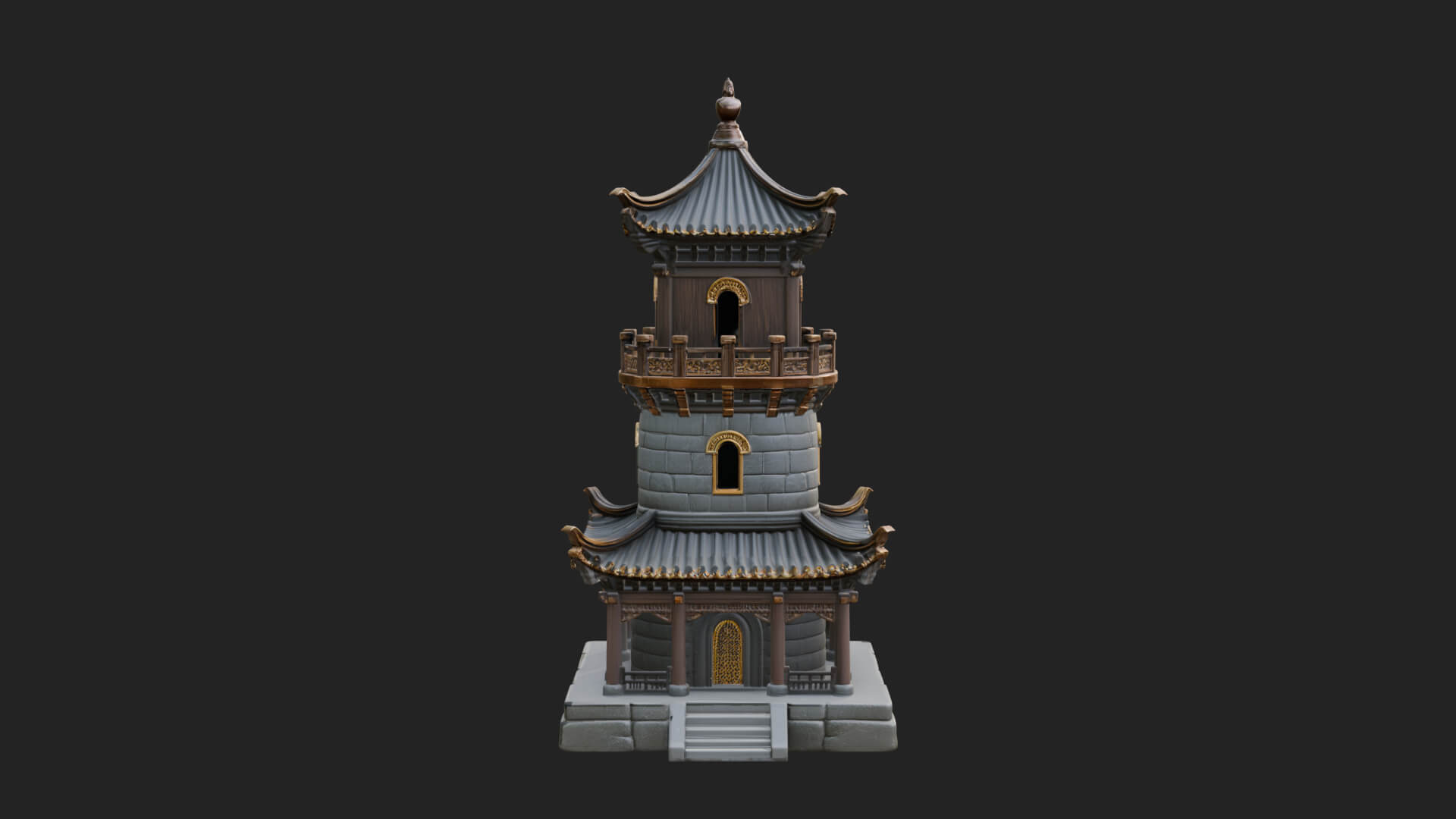 Tiered Pagoda Hall Temple Design 40 3D Print Model 3D Model