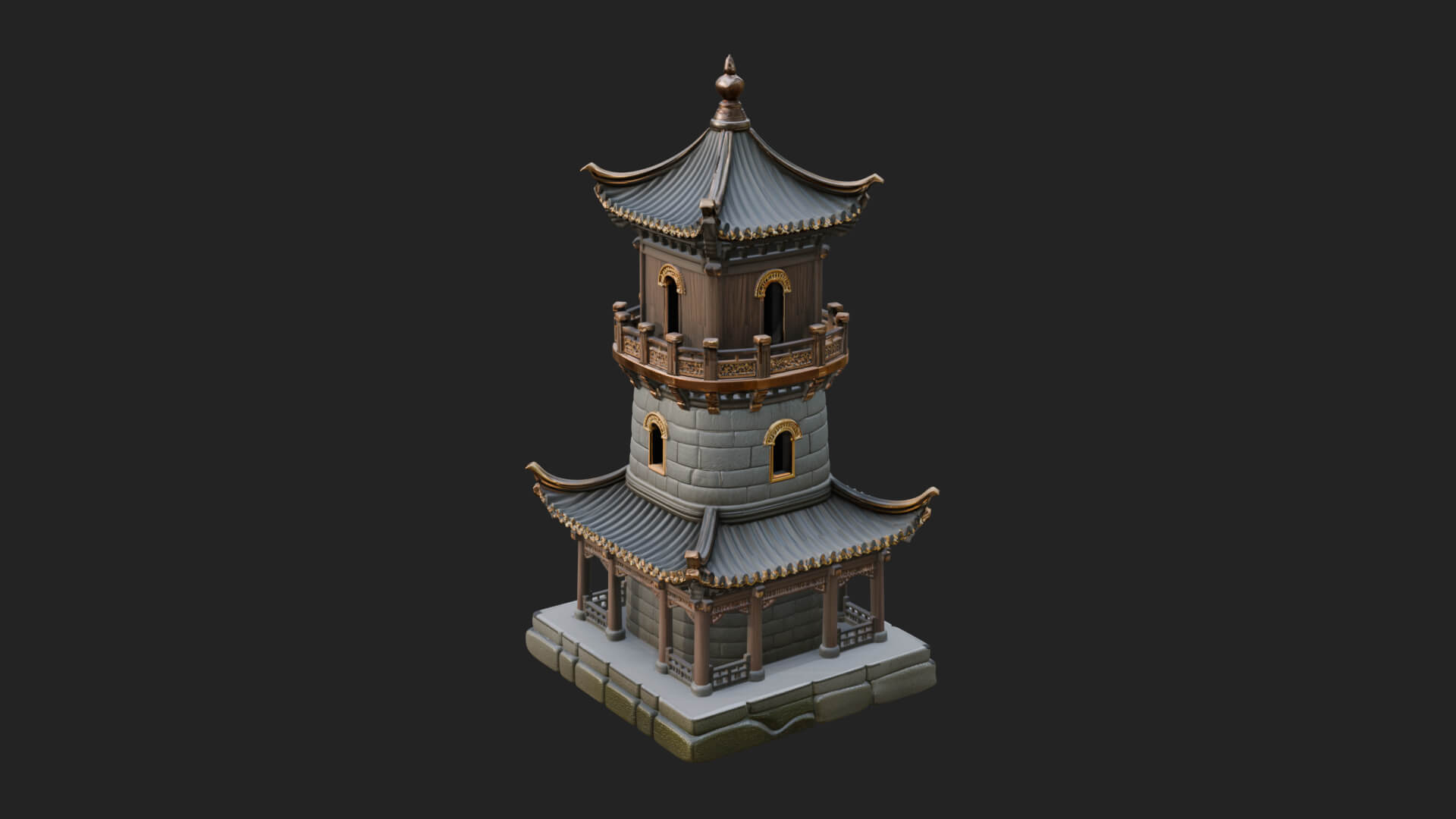 Tiered Pagoda Hall Temple Design 40 3D Print Model 3D Model