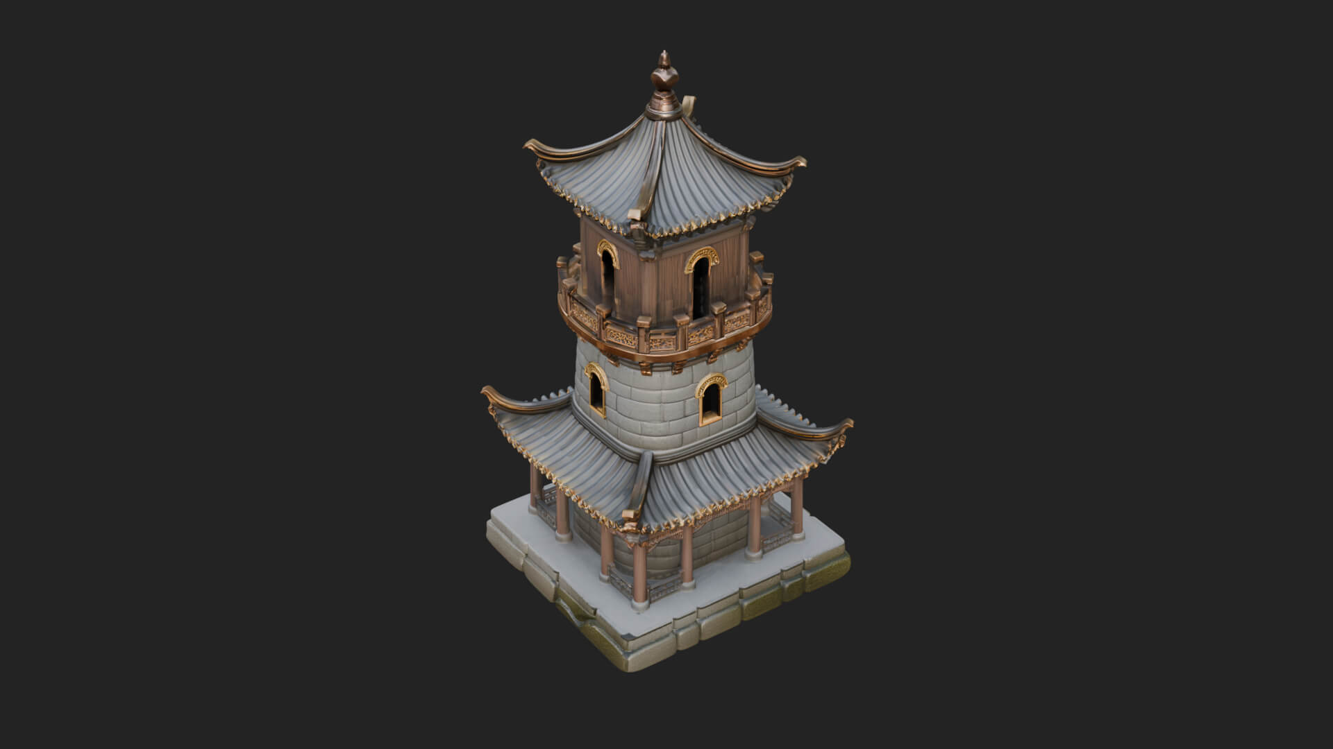 Tiered Pagoda Hall Temple Design 40 3D Print Model 3D Model