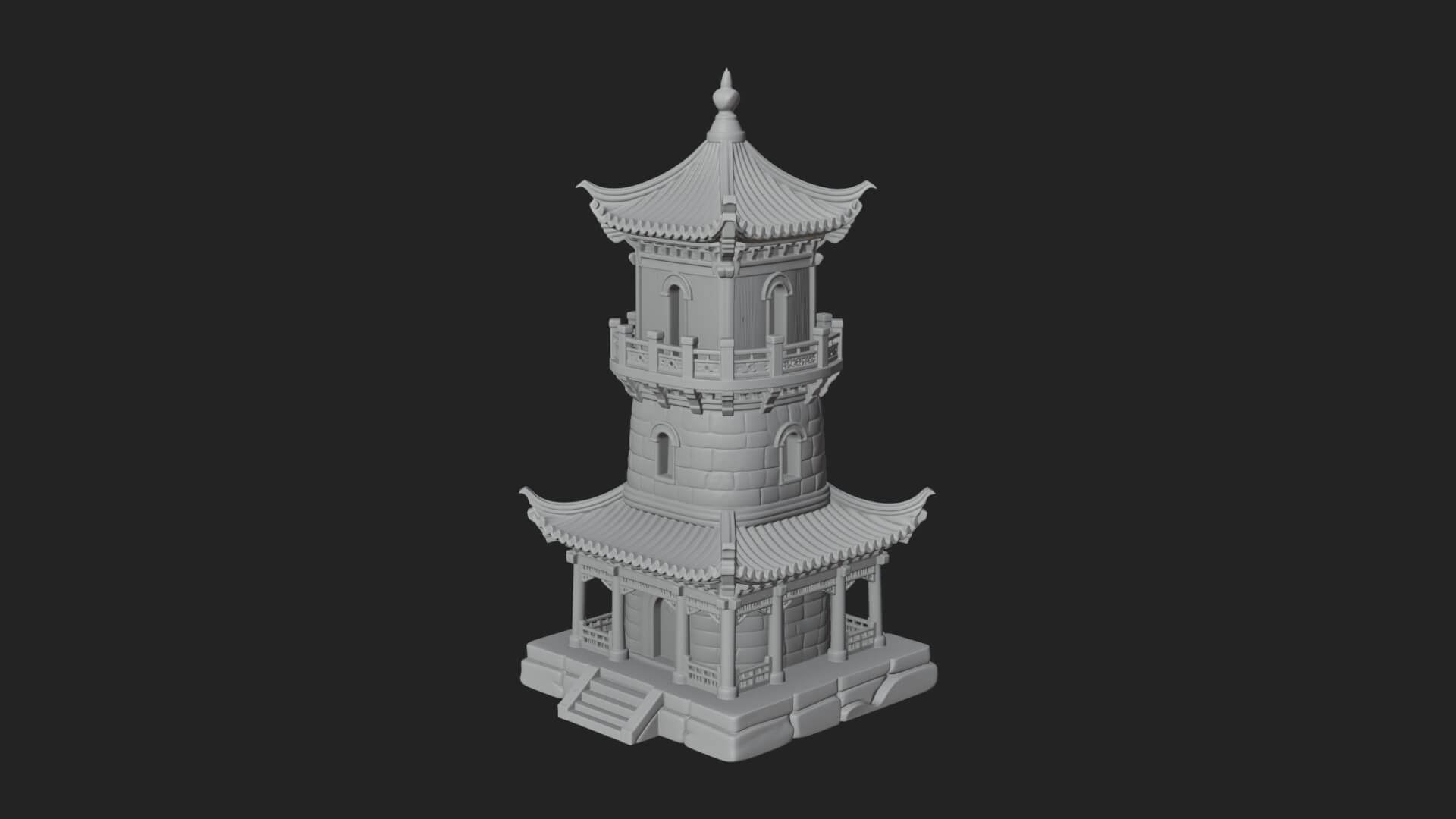 Tiered Pagoda Hall Temple Design 40 3D Print Model 3D Model
