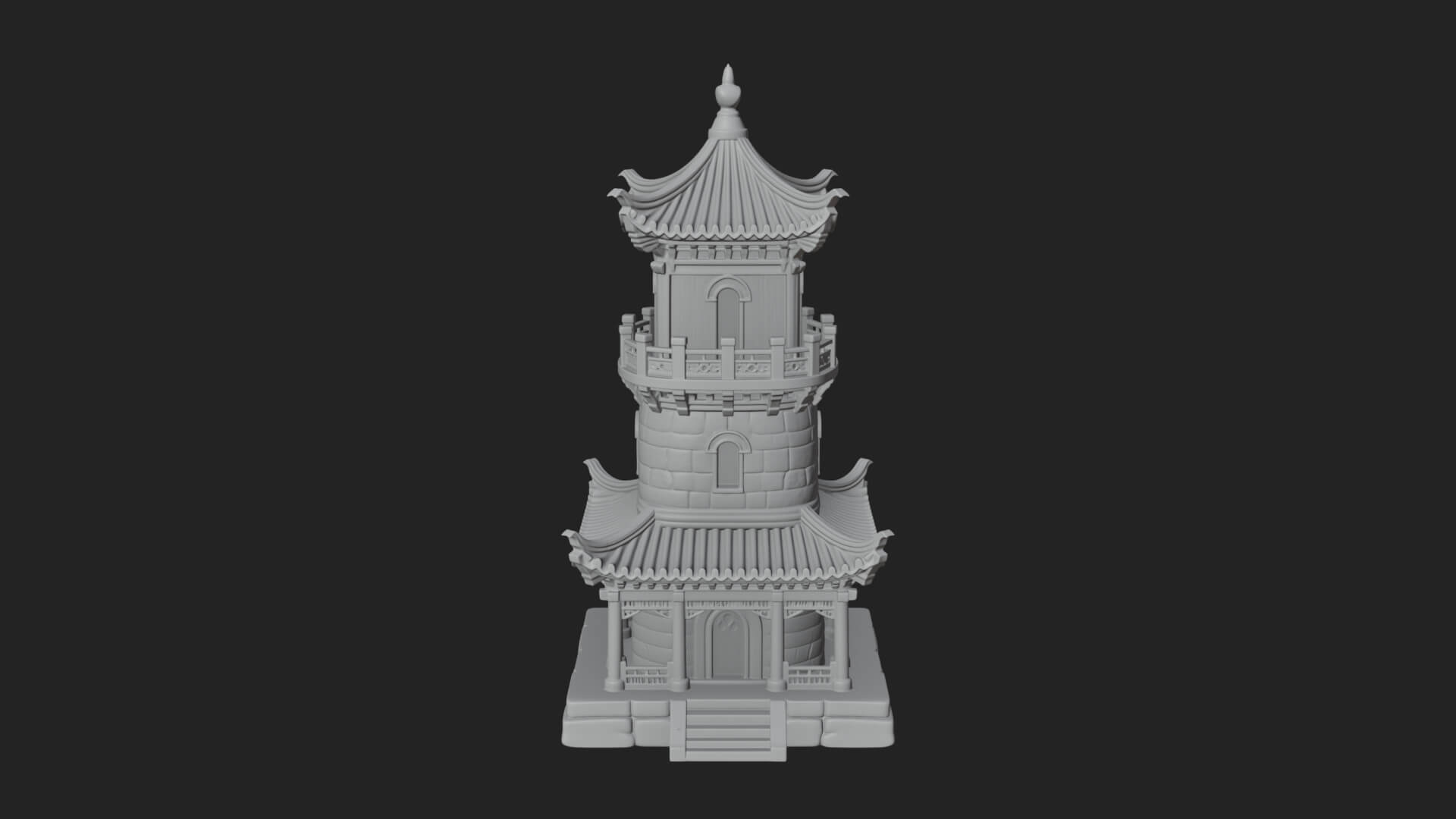 Tiered Pagoda Hall Temple Design 40 3D Print Model 3D Model