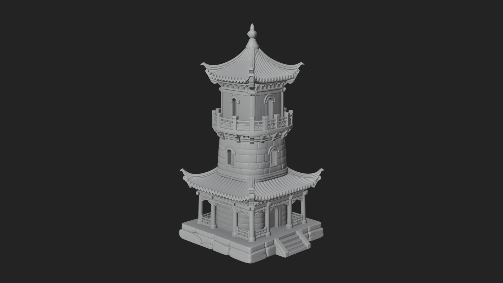 Tiered Pagoda Hall Temple Design 40 3D Print Model 3D Model