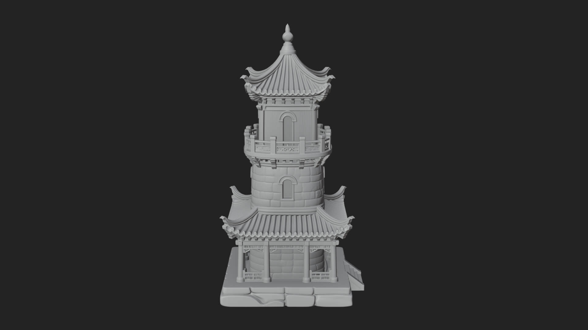Tiered Pagoda Hall Temple Design 40 3D Print Model 3D Model