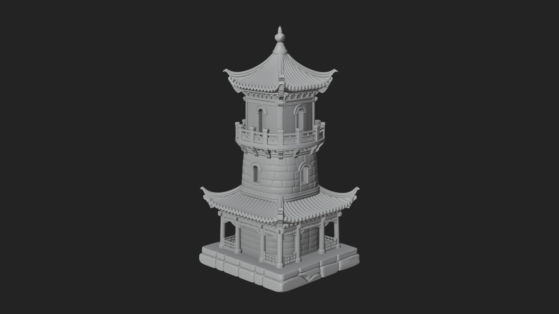 Tiered Pagoda Hall Temple Design 40 3D Print Model 3D Model