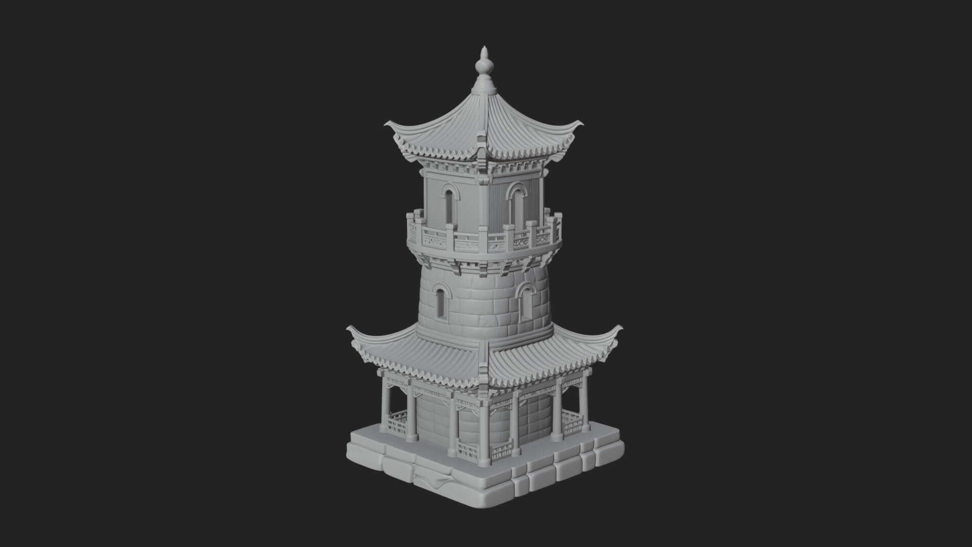 Tiered Pagoda Hall Temple Design 40 3D Print Model 3D Model
