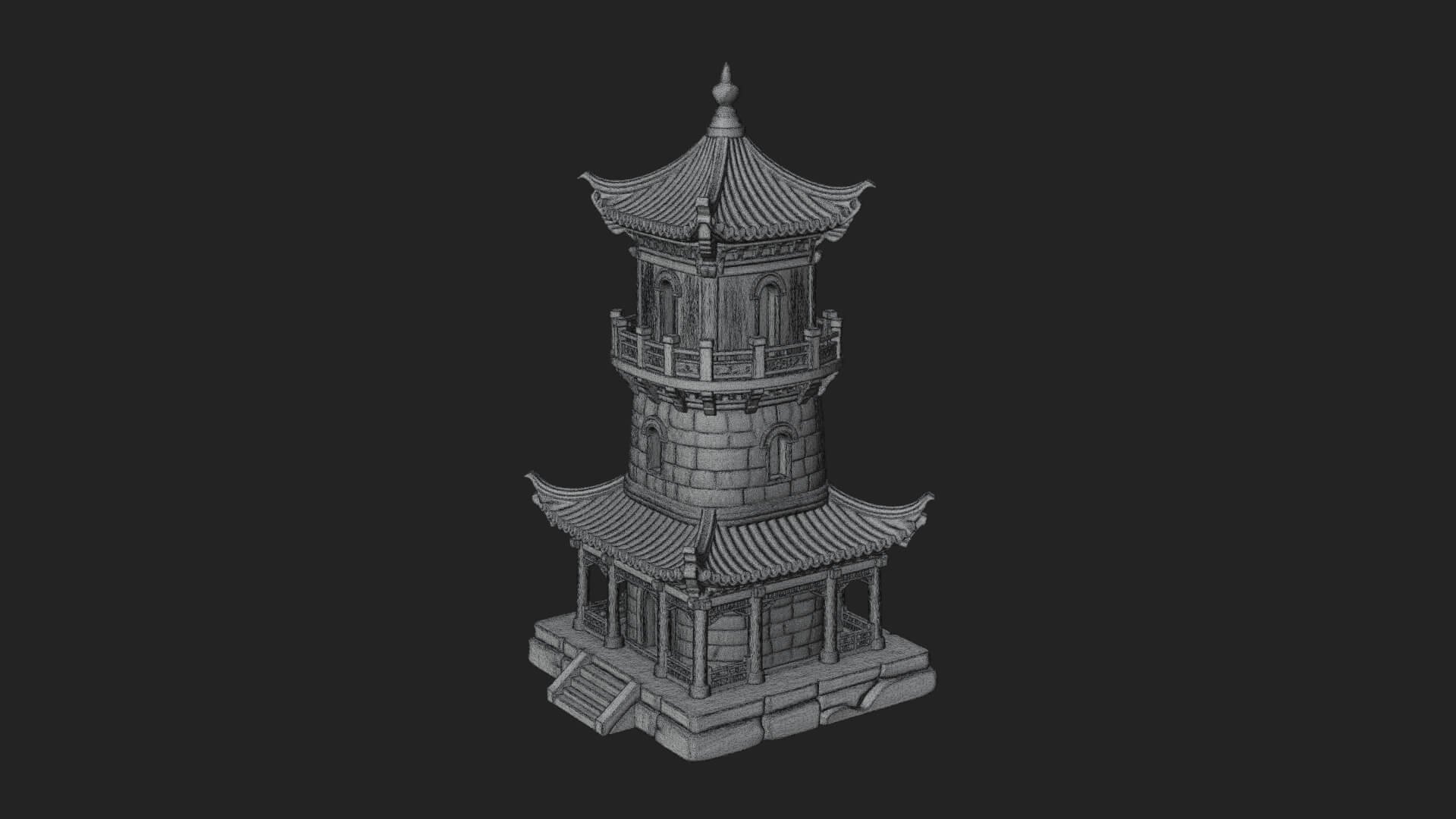 Tiered Pagoda Hall Temple Design 40 3D Print Model 3D Model