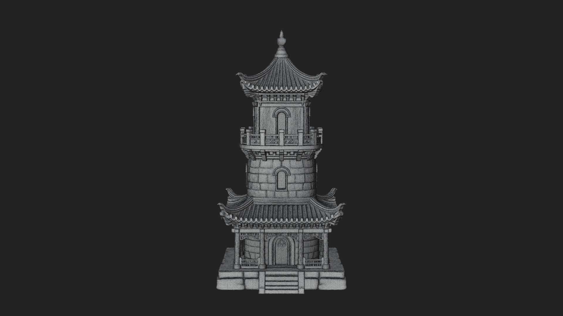Tiered Pagoda Hall Temple Design 40 3D Print Model 3D Model