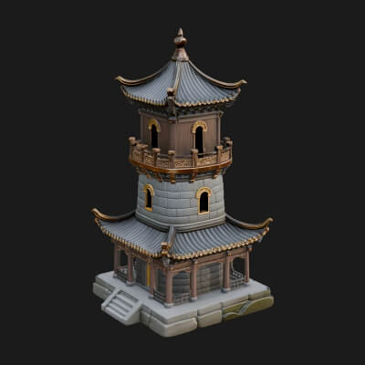 Tiered Pagoda Hall Temple Design 40 3D Print Model